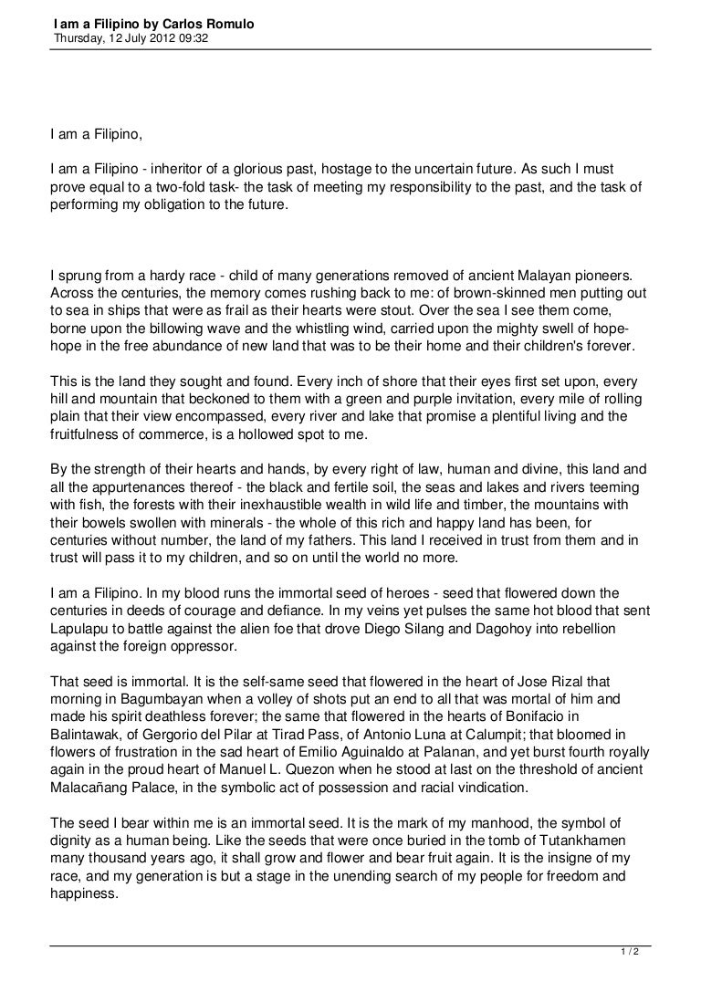 essay of carlos p romulo i am a filipino essay of carlos p romulo i am a filipino